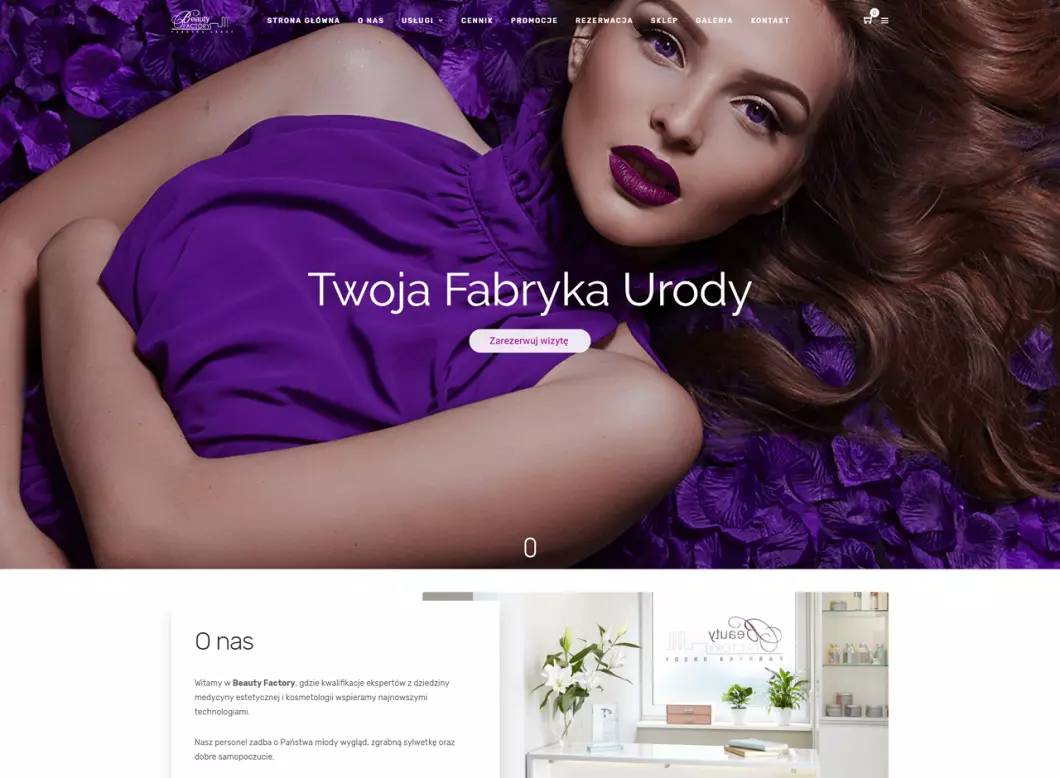 Zrzut ekranu strony internetowej firmy Salon kosmetyczny Beauty Factory
