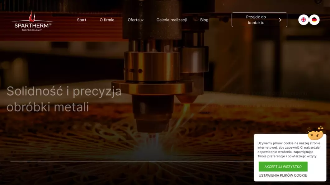 Zrzut ekranu strony internetowej firmy Obróbka metali Spartherm