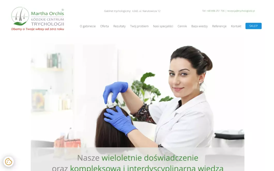 Zrzut ekranu strony internetowej firmy Trycholog Łódź | Martha Orchis