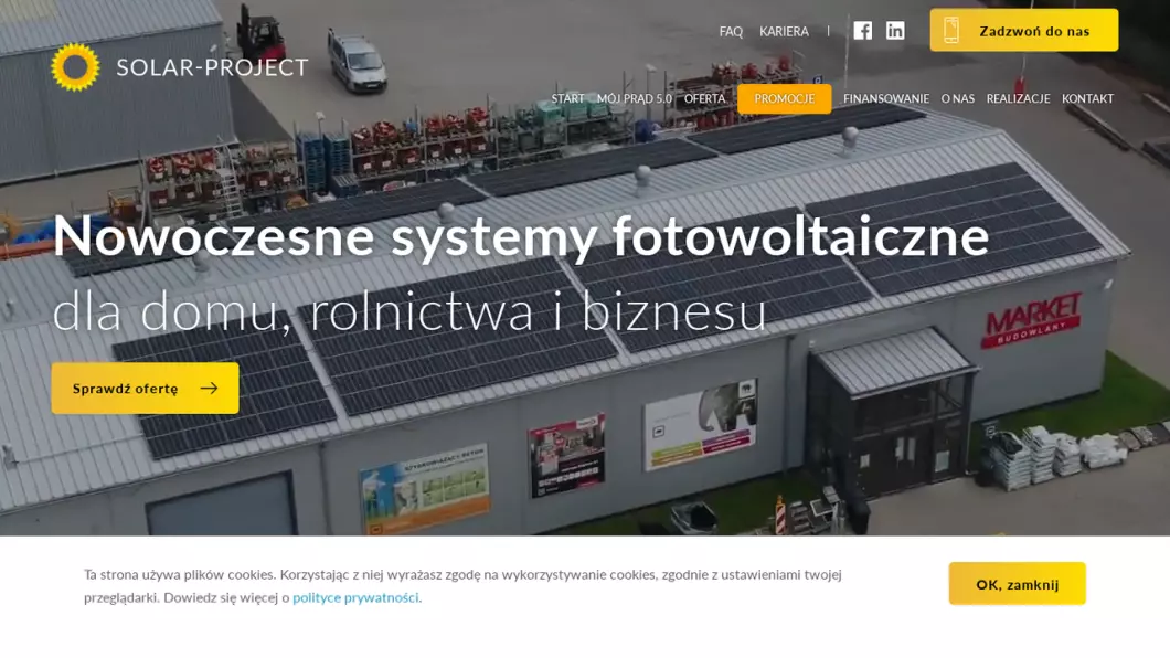 Zrzut ekranu strony internetowej firmy Solar-Project