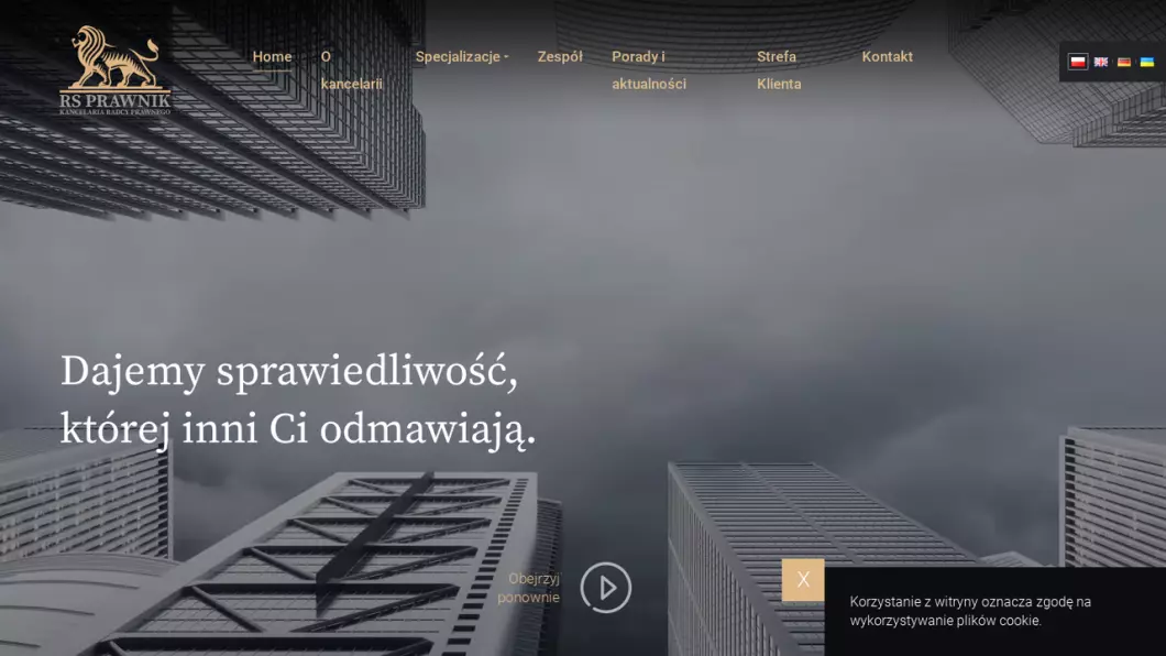 Zrzut ekranu strony internetowej firmy RS Prawnik