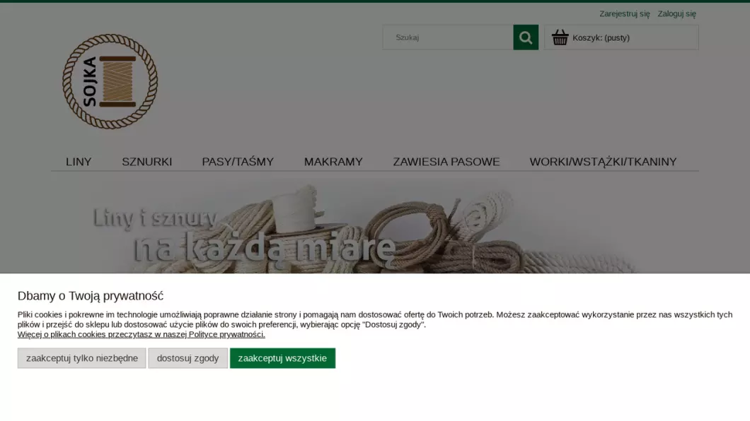 Zrzut ekranu strony internetowej firmy Producent lin i sznurków | sojka.sklep.pl