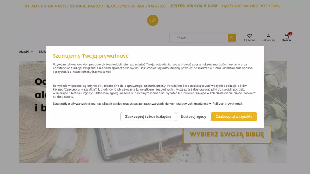 Zrzut ekranu strony internetowej firmy Etui na Biblie