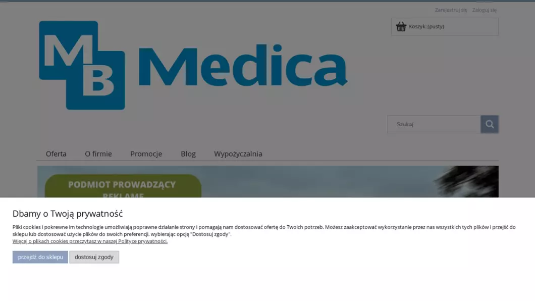 Zrzut ekranu strony internetowej firmy Sklep medyczny MB Medica