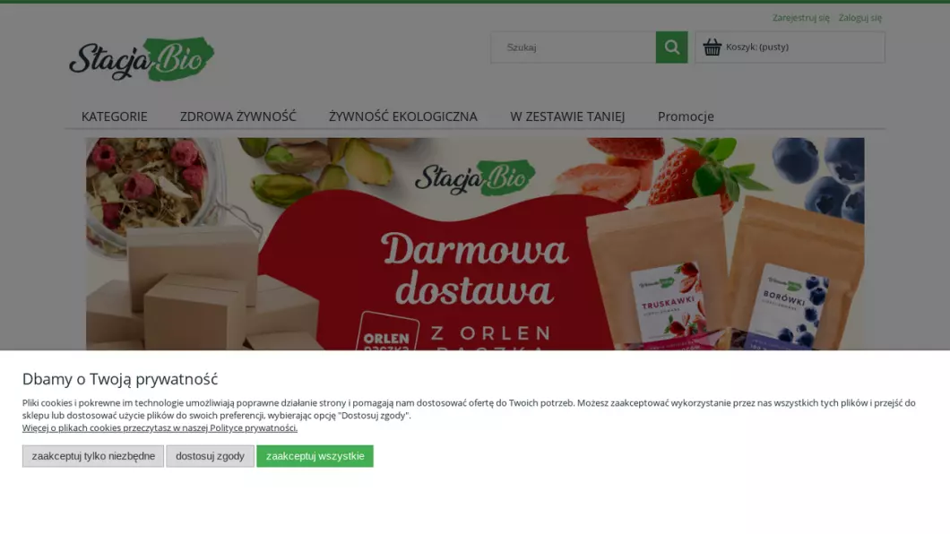 Zrzut ekranu strony internetowej firmy Sklep ze zdrową żywnością - Stacja Bio