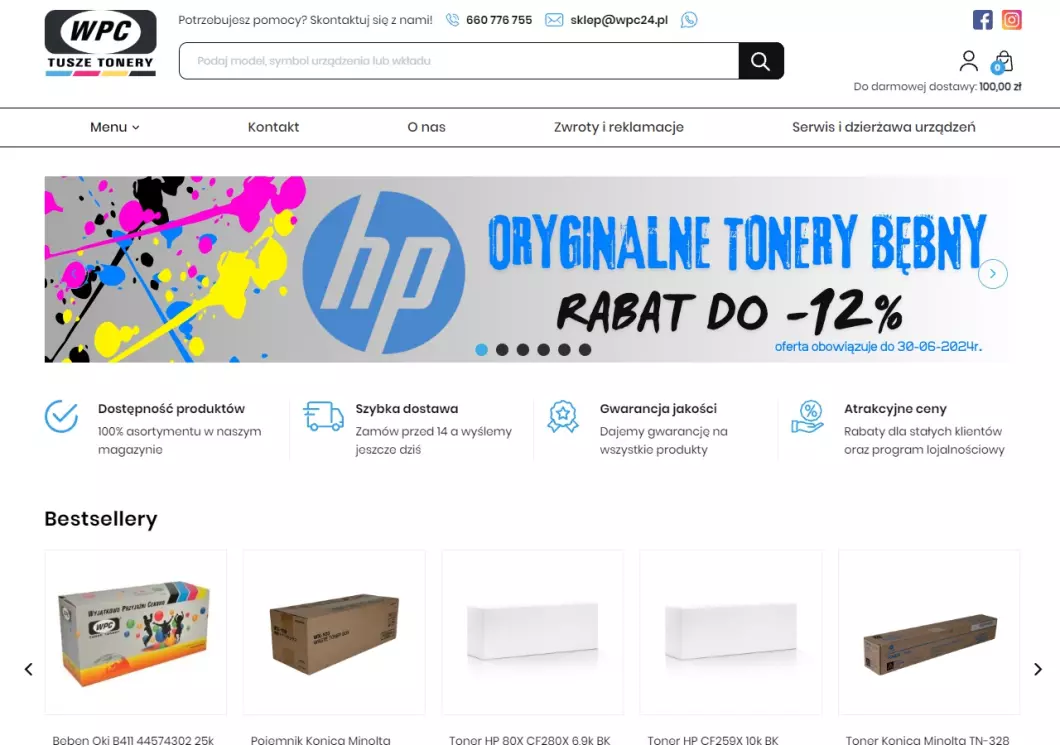 Zrzut ekranu strony internetowej firmy WPC24