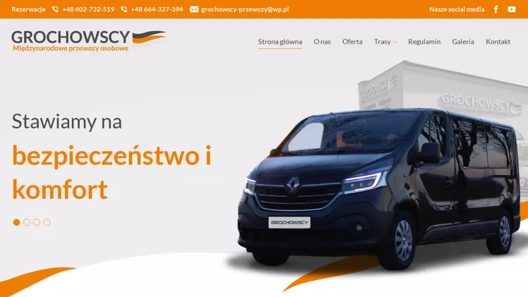 Zrzut ekranu strony internetowej firmy Grochowscy Przewozy