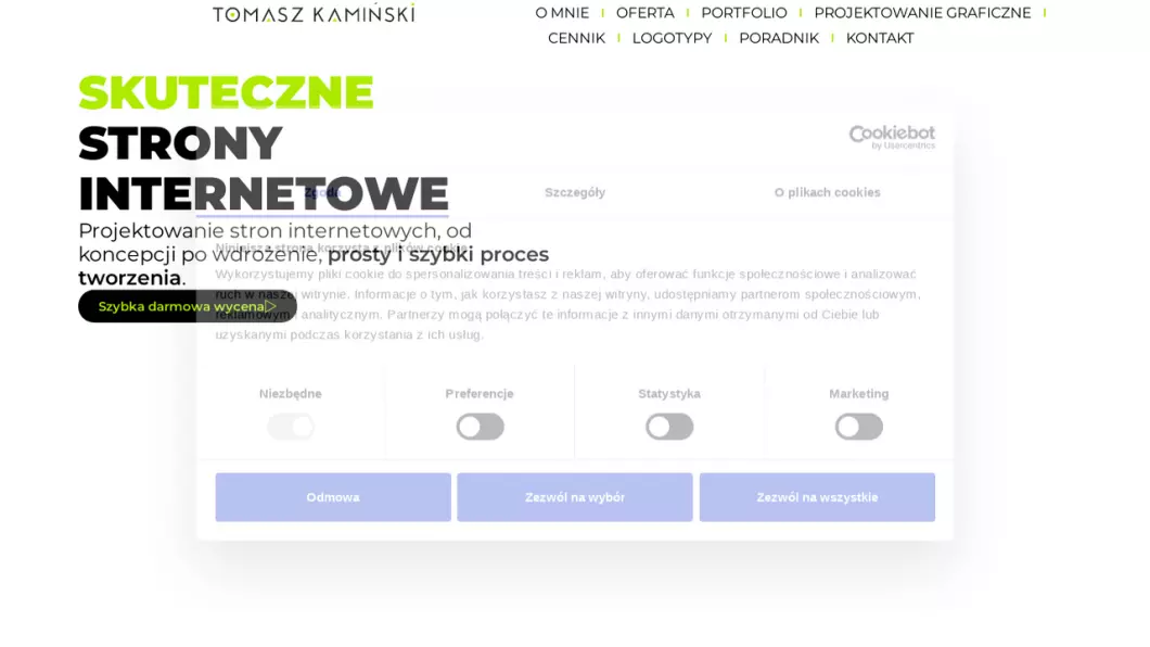 Zrzut ekranu strony internetowej firmy Tomasz Kamiński