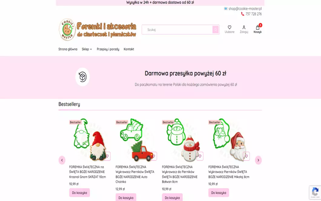 Zrzut ekranu strony internetowej firmy Cookie Master