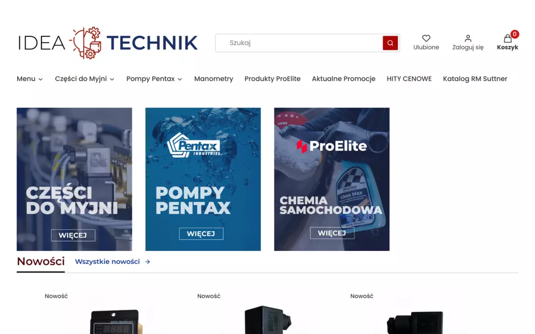 Zrzut ekranu strony internetowej firmy Sklep IDEA TECHNIK