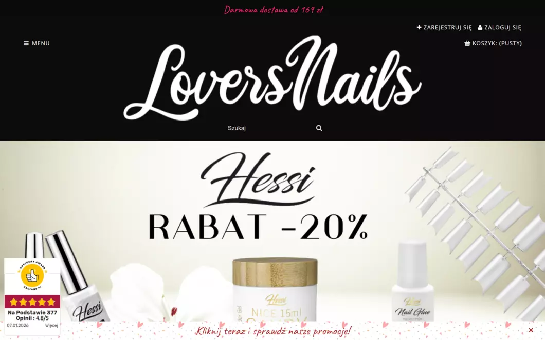 Zrzut ekranu strony internetowej firmy LoversNails