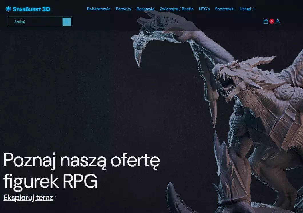 Zrzut ekranu strony internetowej firmy StarBurst 3D