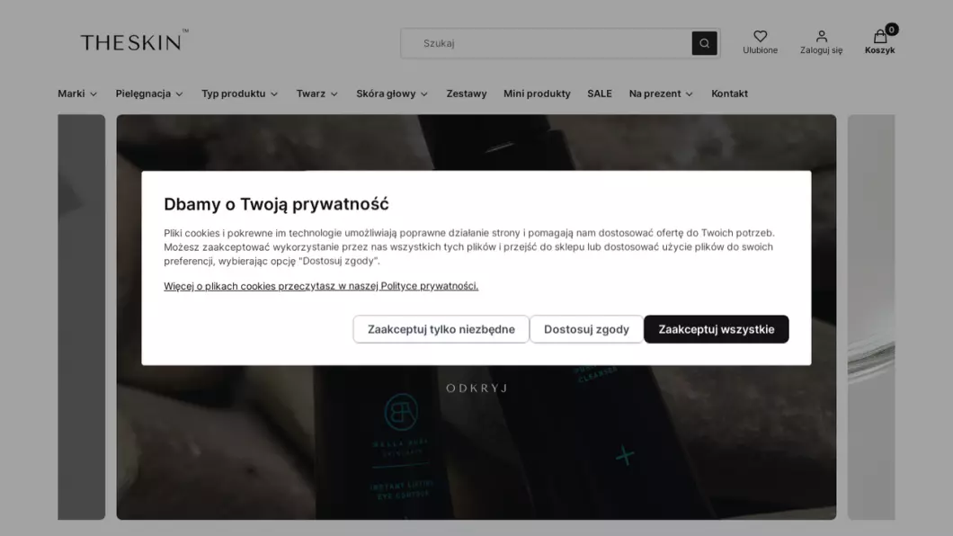 Zrzut ekranu strony internetowej firmy TheSkin