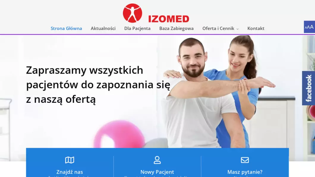 Zrzut ekranu strony internetowej firmy IZOMED s.c. - Fizjoterapia Poznań
