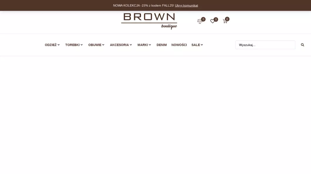 Zrzut ekranu strony internetowej firmy Ekskluzywna odzież damska BROWN Boutique