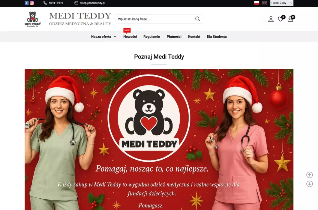 Zrzut ekranu strony internetowej firmy Medi Teddy