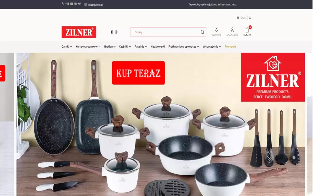 Zrzut ekranu strony internetowej firmy Artykuły gospodarstwa domowego ZILNER