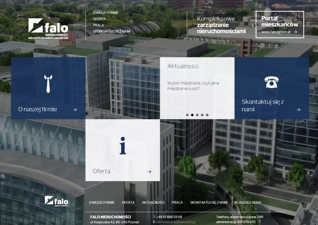 Zrzut ekranu strony internetowej firmy Falo Nieruchomości