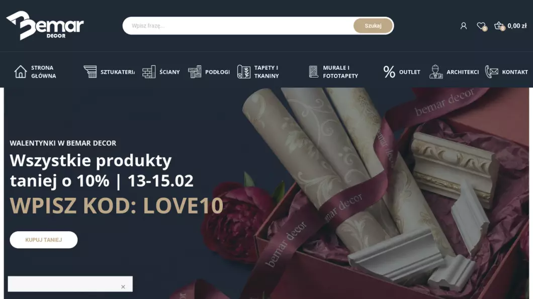 Zrzut ekranu strony internetowej firmy Bemar Decor
