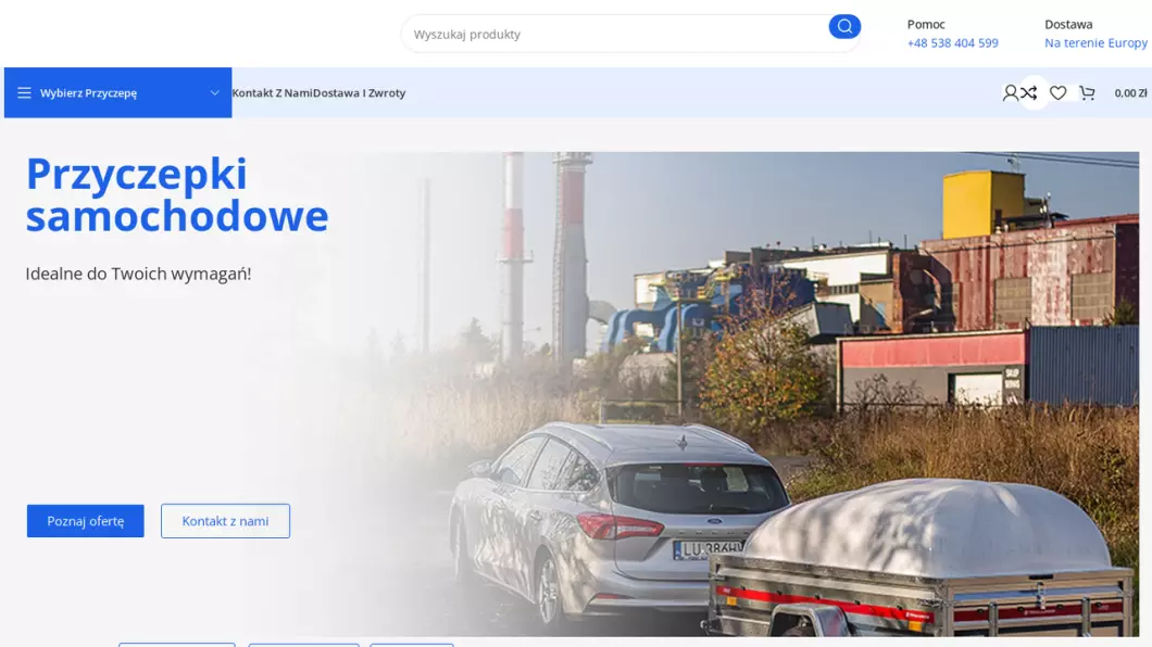 Zrzut ekranu strony internetowej firmy IGMAR Trailers Sprzedaż przyczep samochodowych