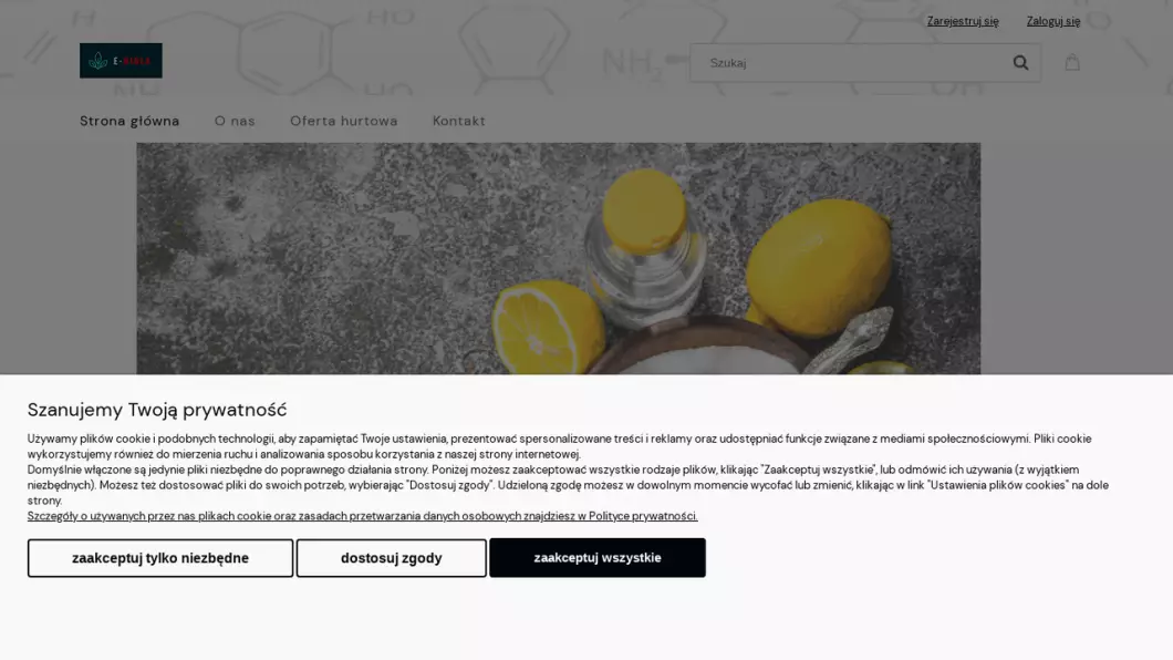 Zrzut ekranu strony internetowej firmy Surowce chemiczne E-Biola