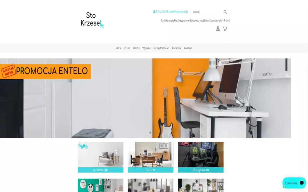 Zrzut ekranu strony internetowej firmy stokrzesel.pl