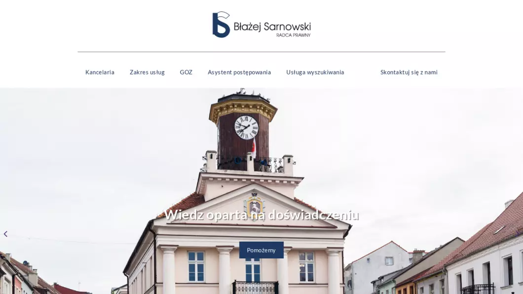 Zrzut ekranu strony internetowej firmy Błażej Sarnowski Radca Prawny Konin