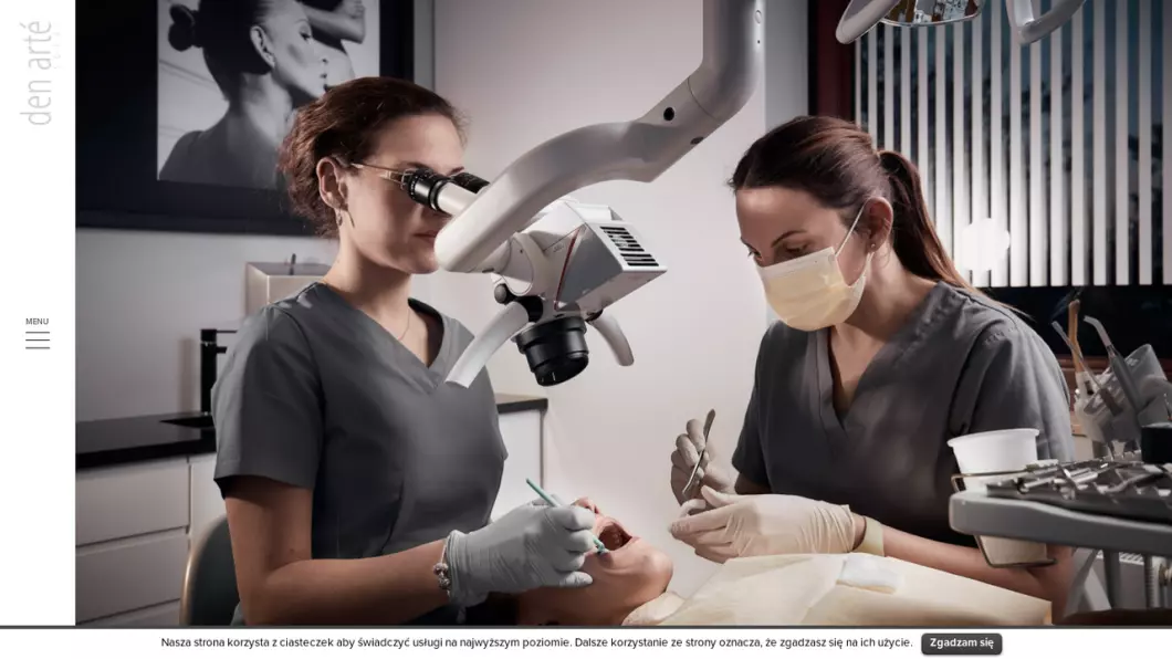 Zrzut ekranu strony internetowej firmy Den Arté - Dentysta Sopot