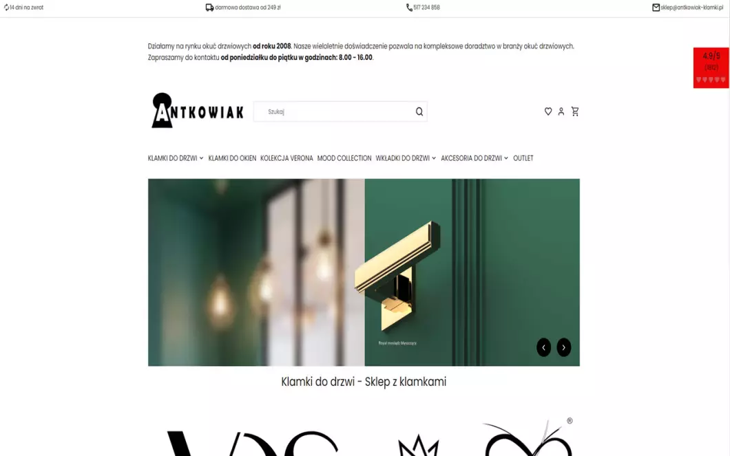 Zrzut ekranu strony internetowej firmy Antkowiak