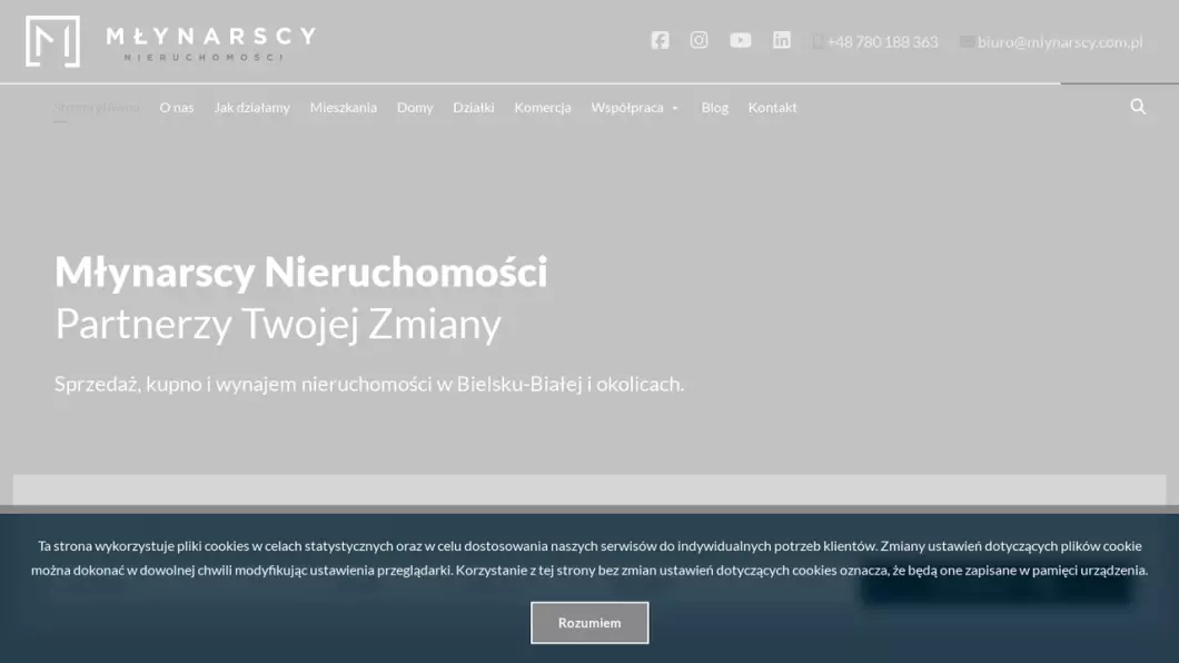 Zrzut ekranu strony internetowej firmy Biuro nieruchomości MŁYNARSCY