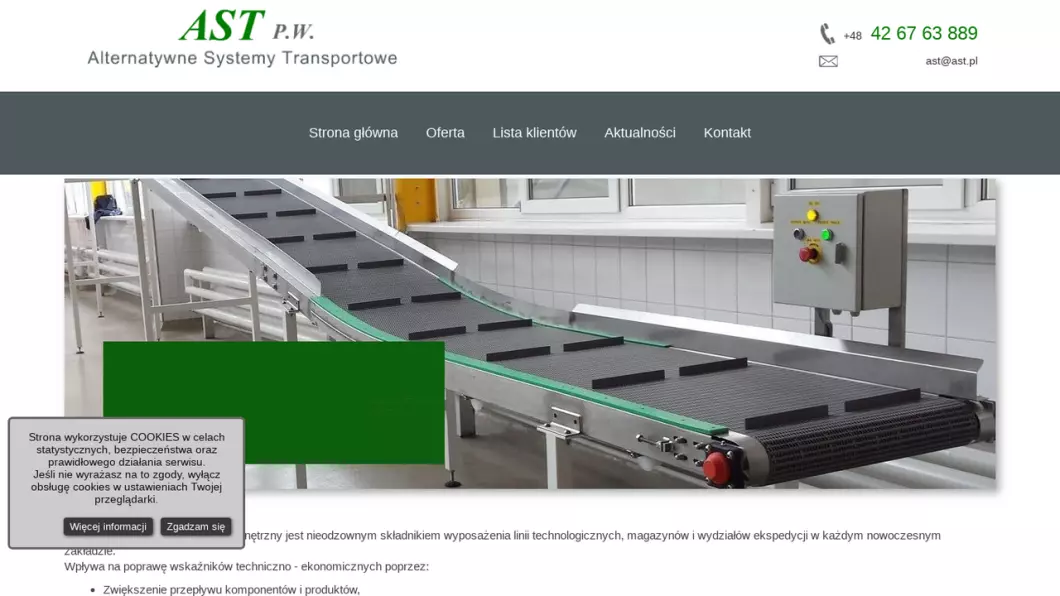 Zrzut ekranu strony internetowej firmy AST