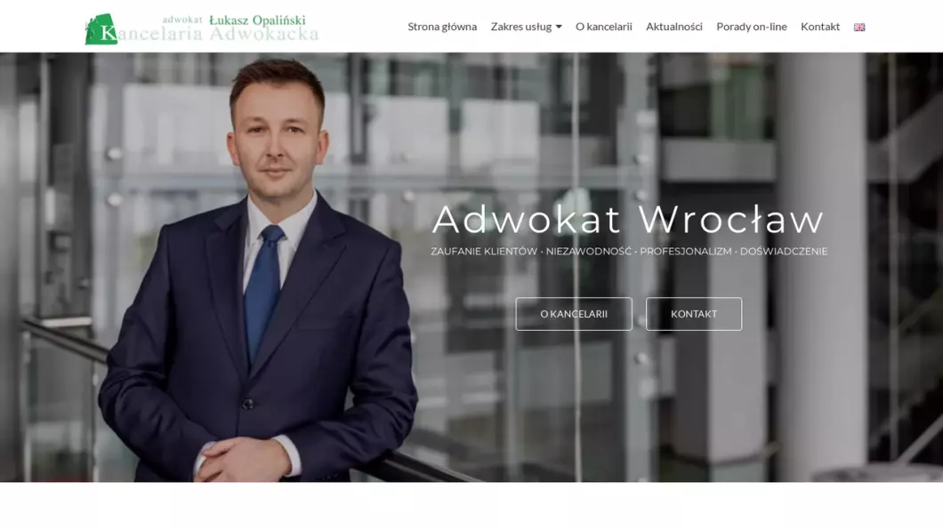 Zrzut ekranu strony internetowej firmy Kancelaria Adwokacka Łukasz Opaliński