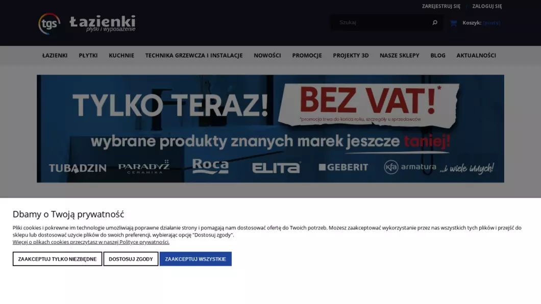 Zrzut ekranu strony internetowej firmy Salon łazienek i płytek TGS Śląśk