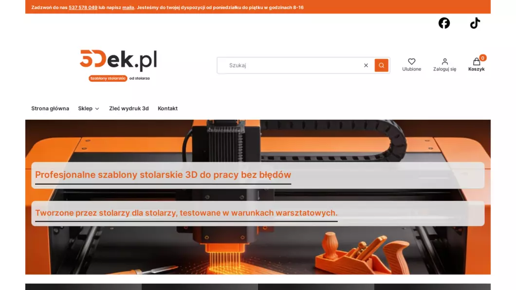 Zrzut ekranu strony internetowej firmy 3Dek