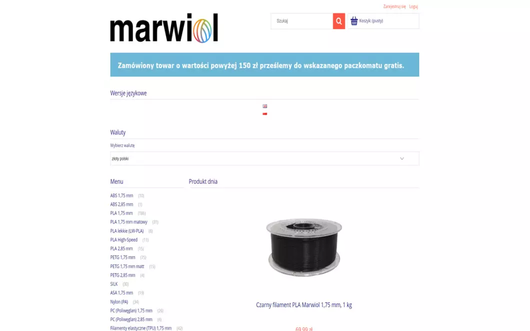Zrzut ekranu strony internetowej firmy marwiol