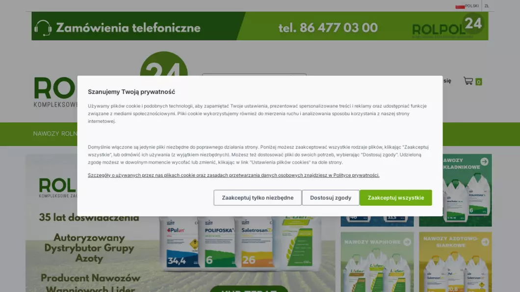 Zrzut ekranu strony internetowej firmy Rolpol24