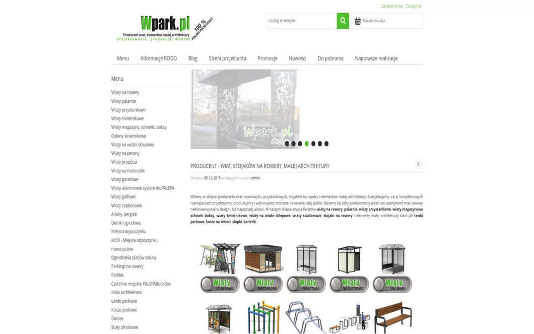 Zrzut ekranu strony internetowej firmy Wpark.pl