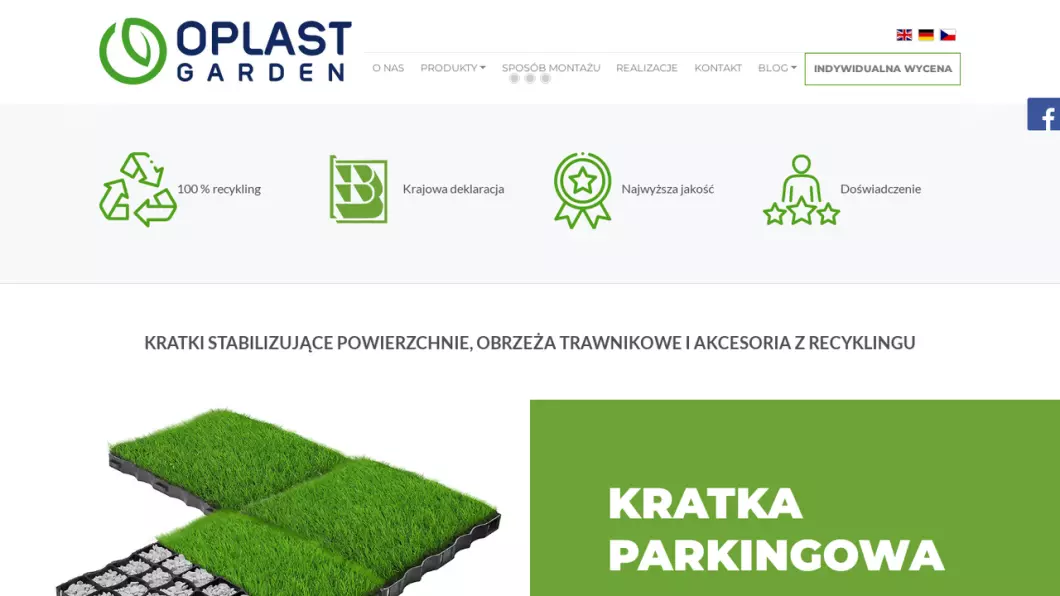 Zrzut ekranu strony internetowej firmy Oplast Garden