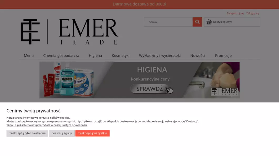 Zrzut ekranu strony internetowej firmy Chemia gospodarcza z importu | Sklep internetowy Emer Trade