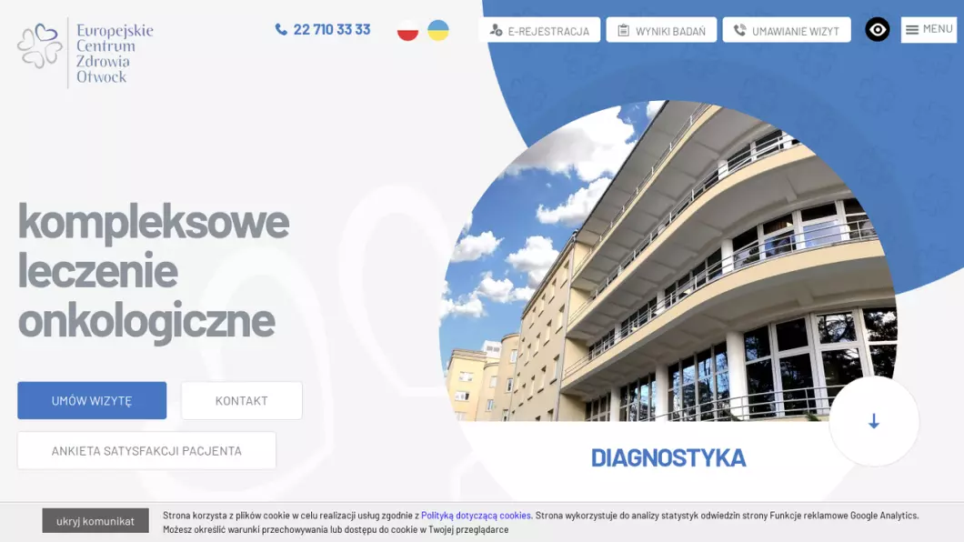 Zrzut ekranu strony internetowej firmy ECZ Otwock