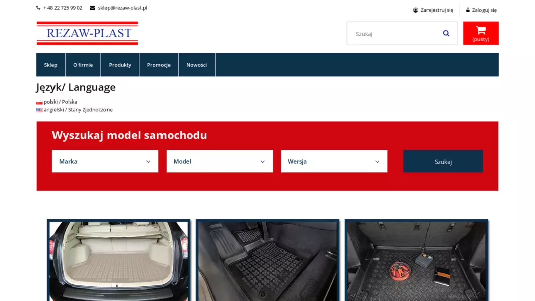 Zrzut ekranu strony internetowej firmy REZAW-PLAST